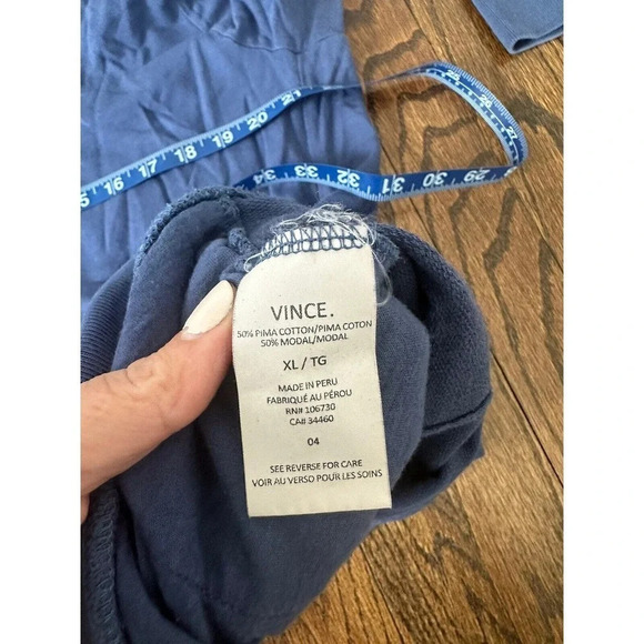 VINCE Men's Blue Pullover Hoodie Sweater 50% Modal 50% Pima- Size XL N0363 - Picture 5 of 7